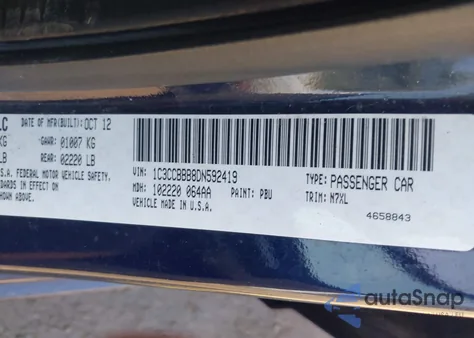 2013 Chrysler 200 Touring z USA, uszkodzony, nr VIN 1C3CCBBB8DN592419